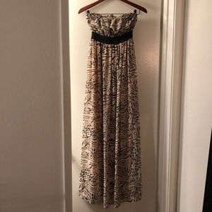 Strapless Maxi Blush Leopard Print H&M w/lining